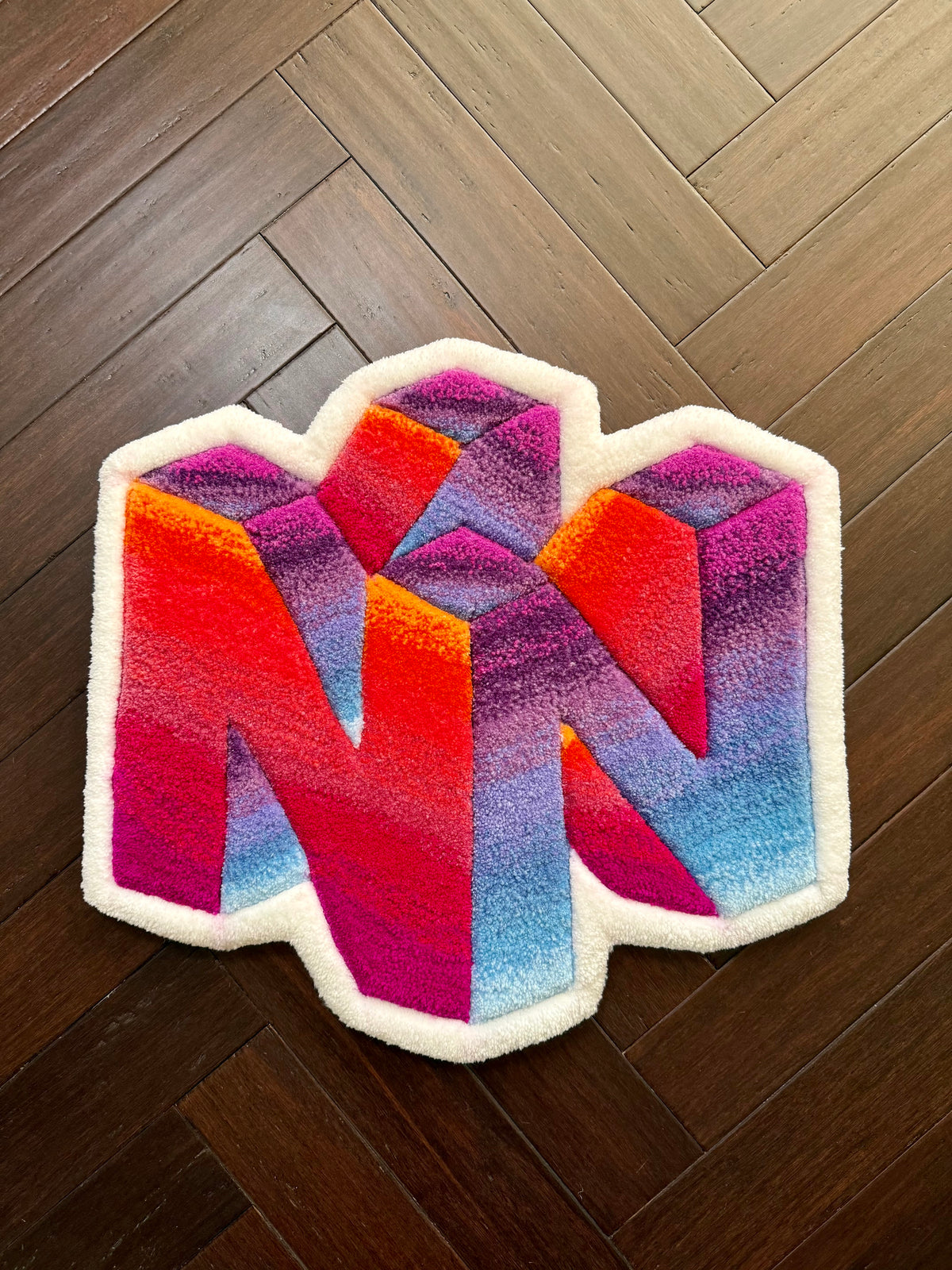 N64 Vaporwave Rug – Retro Gaming Tufted Rug Handmade | Mint Tufts