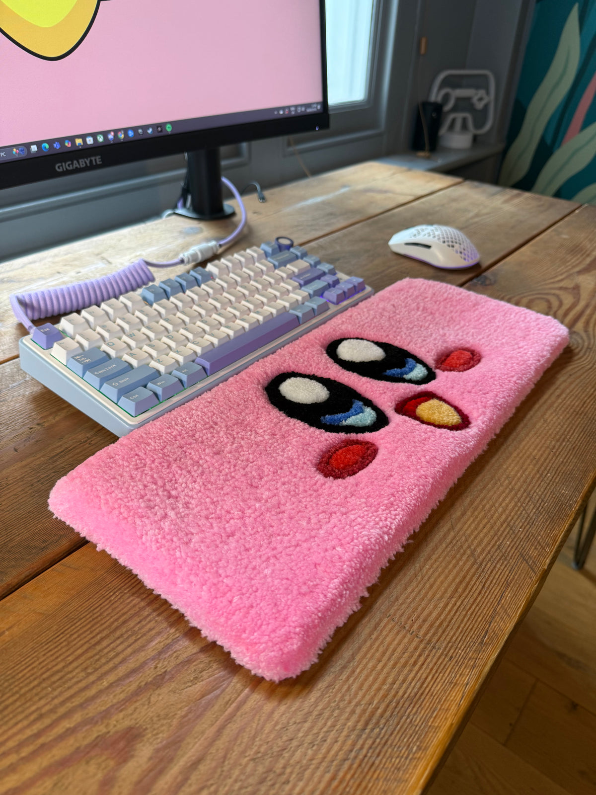 Kirby Keyboard Rug – Tufted Gaming Desk Rug Handmade UK | Mint Tufts